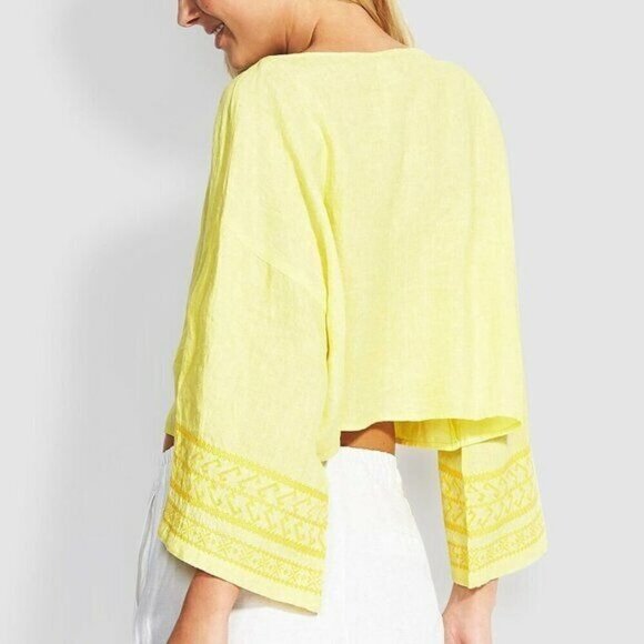 🌻Seafolly Brightfolk Yellow Embroidered Linen Top Size XS/S {NEW WITH TAGS!}. - Picture 4 of 10